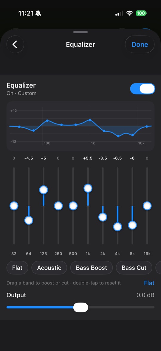 Equalizer with adjustable frequency bands